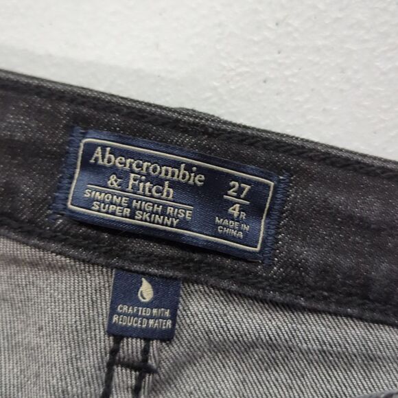 Abercrombie & Fitch Simone High Rise Super Skinny 4/27 Black Wash - Picture 6 of 10